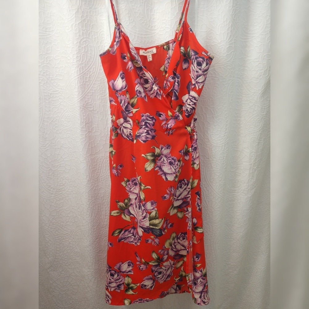 Floral Scalloped Wrap Dress